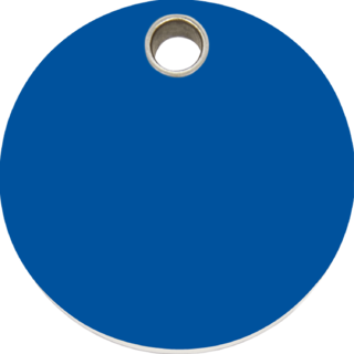 Red Dingo - Plastic Circle Tag - Dark Blue  Engraved