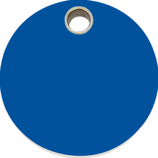 Red Dingo - Plastic Circle Tag - Dark Blue  Engraved