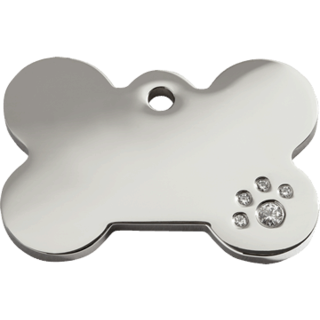 Red Dingo Diamante Bone Tag - Lifetime Guarantee - Cat, Dog, Pet ID Tag Engraved