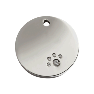 Red Dingo Diamante Circle Tag - Lifetime Guarantee - Cat, Dog, Pet ID Tag Engraved