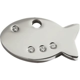 Red Dingo Diamante Fish Tag - Lifetime Guarantee - Cat, Dog, Pet ID Tag Engraved