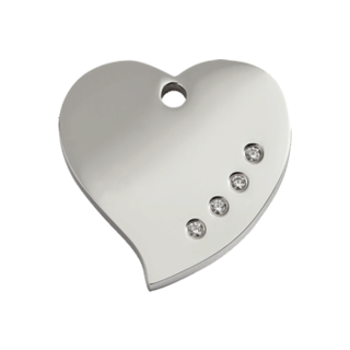 Red Dingo Diamante Heart Tag - Lifetime Guarantee - Cat, Dog, Pet ID Tag Engraved