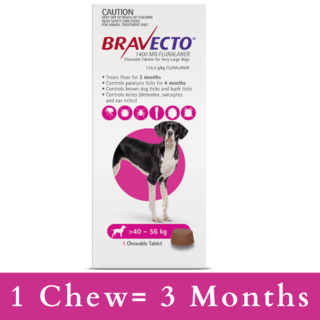 Buy Bravecto CHEWABLE Tablet for Extra Large Dogs 40-56kg (Pink
