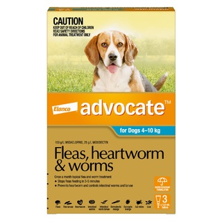Advocate for Dogs 4-10kg (Aqua)- Fleas, Heartworm & Worms