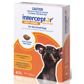 Interceptor Spectrum Tasty Chews for Very Small Dogs Up to 4kg (Brown) - 6 Pack
