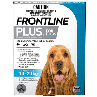 Frontline Plus for Medium Dogs 10-20kg (Blue)[Size:12 Pack] 