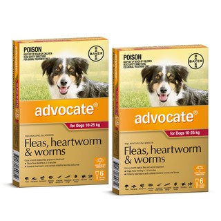 Advocate for Dogs 10-25kg (Red)- Fleas, Heartworm & Worms - 12 Pack