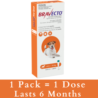 Bravecto SPOT ON for Small Dogs 4.6 - 10kg (Orange S)