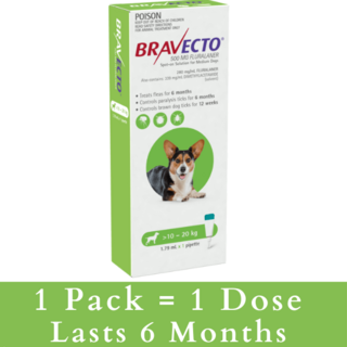 Bravecto SPOT ON for Medium Dogs 10.1 -20kg (Green M)