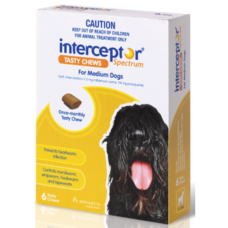 Interceptor Spectrum Tasty Chews for Medium Dogs 11-22kg (Yellow) - 6 Pack