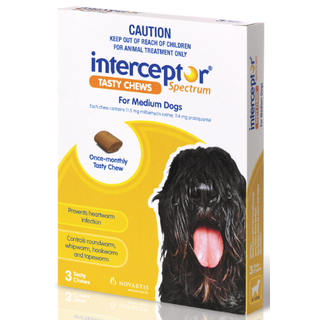 Interceptor Spectrum Tasty Chews for Medium Dogs 11-22kg (Yellow)