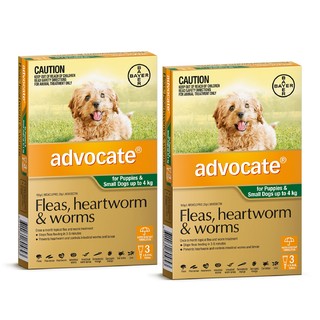 Advocate for Puppies and Small Dogs Up to 4kg (Green) - Fleas, Heartworm & Worms - 6 Pack