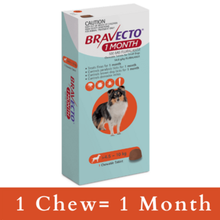 Bravecto MONTHLY Chew Tablet for Small Dogs 4.5-10kg (Orange)