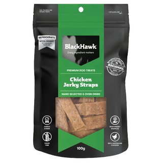 Black Hawk Chicken Jerky Straps - 100gm treats