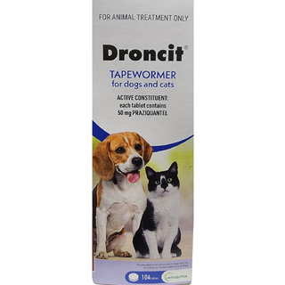 Droncit Tapewormer For Dogs And Cats - 104 Tablets