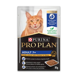 PRO PLAN Cat - Adult 7+ Chicken Gravy - Wet Cat Food Pouches 85gm x 12 