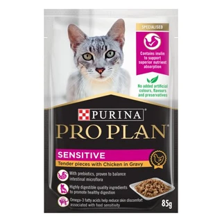 PRO PLAN Cat - Adult Sensitive Chicken in Gravy - Wet Cat Food 85g x 12