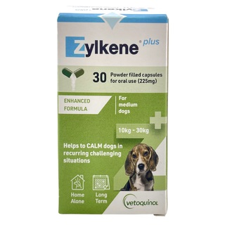 Zylkene PLUS Capsules for Medium Dogs 10-30kg (Green) 225mg - 30 Capsules