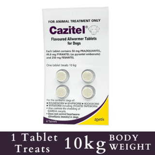 Cazitel Flavoured Allwormer Tablets for Dogs - 10kg (80 Tablets)