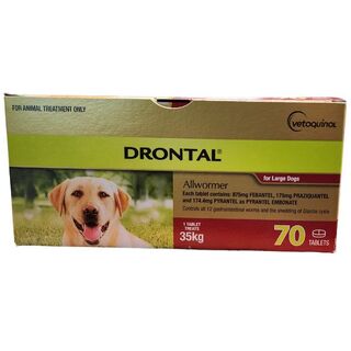 Drontal Allwormer Tablets for Dogs 35kg - 70 Tablets