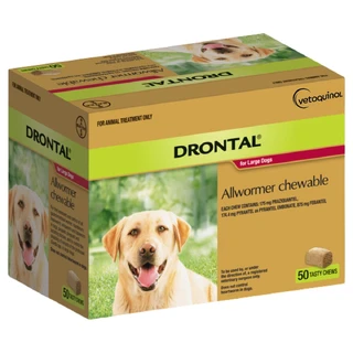 Drontal Allwormer Chewable for Dogs 35kg - 50 Chews