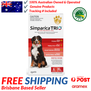 Free Shipping - Simparica TRIO Chews for Extra Large Dogs 40.1-60kg (RED-XL)