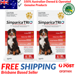 Free Shipping - Simparica TRIO Chews for Extra Large Dogs 40.1-60kg RED -12 Chews