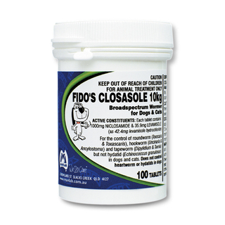 Fido's Closasole Wormer for dogs - 100 Tablets