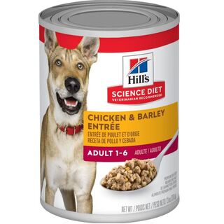 Hill's Science Diet Dog - Adult 1-6 Chicken & Barley Entrée - Wet Food 370gm x 12 Cans