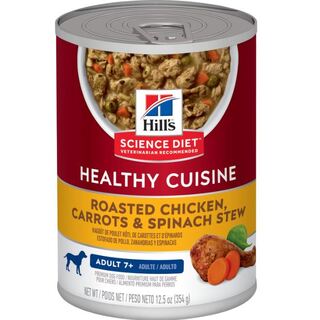 Hill's Science Diet Dog - Adult 7+ Healthy Cuisine Roasted Chicken, Carrots & Spinach Stew - Wet Food 354gm x 12 Cans
