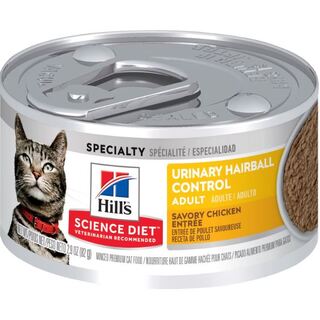 Hill's Science Diet Cat Adult Urinary Hairball Control Chicken Entrée - 82gm x 24 Cans
