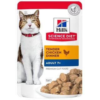 Hill's Science Diet Cat Adult - 7+ Tender Chicken Dinner - 85gm x 12 pouches