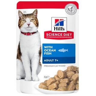Hill's Science Diet Cat Adult 7+ with Ocean Fish - 85gm x 12 pouches