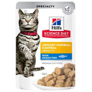 Hill's Science Diet Cat Adult Urinary Hairball Control with Ocean Fish - 85gm x 12 pouches