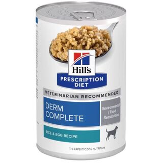Hill's Prescription Diet Dog Derm Complete Rice & Egg Recipe - Wet Food 370gm x 12 Cans