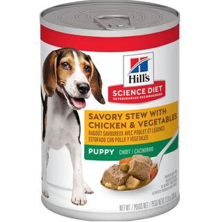 Hill's Science Diet Dog - Puppy Savory Stew with Chicken & Vegetables - Wet Food 363gm x 12 Cans