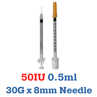Omnican N50 0.5ml 30G x 8mm - 50IU. Insulin Needles- 100pack