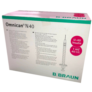 Omnican N40 1ml/40 I.U. Insulin Needles- 100pack -Single use syringe with Integrated Needle