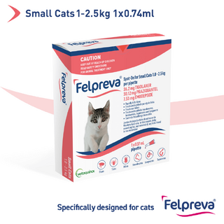 Felpreva Spot-on for Small Cats 1kg to 2.5kg - 1 pack (3 Month dose) - (Red box)