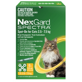 Nexgard Spectra Spot-On For Large Cats 2.5kg To 7.5kg (Yellow) 6 pack