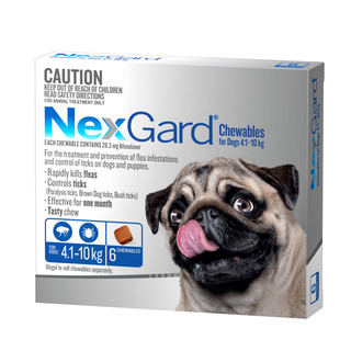 NexGard Chewables for dogs 4.1 - 10kg (BLUE) - 6 Pack