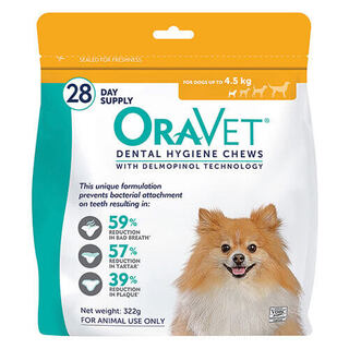 Oravet Dental Hygiene Chews- Extra XSmall <4.5kg (Yellow)