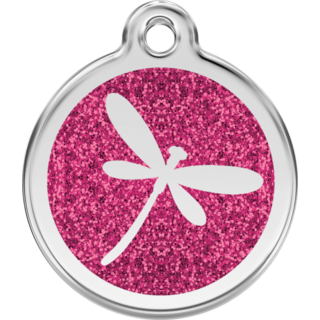 Red Dingo Fire Fly Glitter Tag - Hot Pink - Lifetime Guarantee - Cat, Dog, Pet ID Tag Engraved
