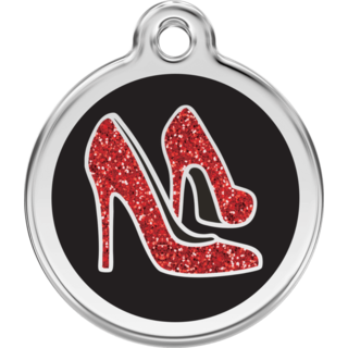 Red Dingo Glitter Red Shoe Tag - Lifetime Guarantee - Large - Cat, Dog, Pet ID Tag Engraved