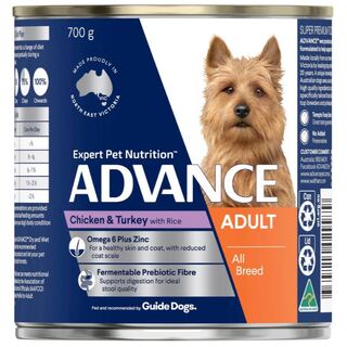 Advance Dog Adult All Breed Chicken and Turkey with Rice - Wet Food 12 x 700gm Cans