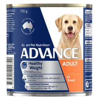 Advance Dog Healthy Weight Adult All Breed Chicken with Rice - Wet food 12 x 700g Cans