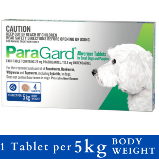 Paragard Allwormer tablets for Puppies & Small dogs - 1 Tablet/5kg Body weight -(Blue) (4 Tablets)