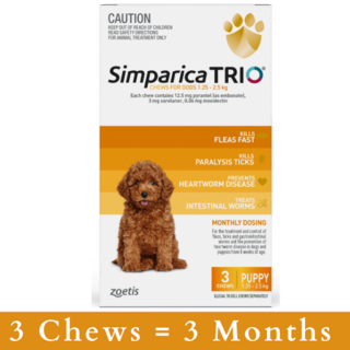 Simparica TRIO Chews for Puppies 1.25-2.5kg (YELLOW-PUP)