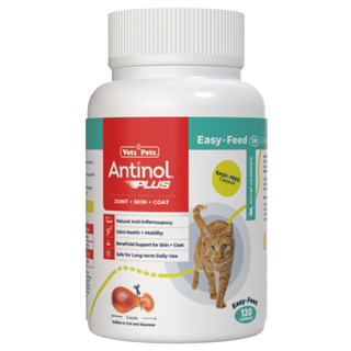Antinol Plus EASY Feed for Cats  - Joint + Skin + Coat - 120 Capsules